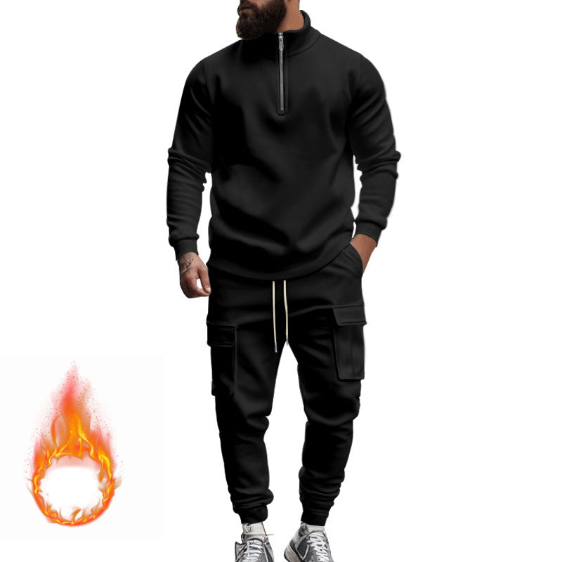 Men's fleece sports set with functional zipper and cargo pants Lune London