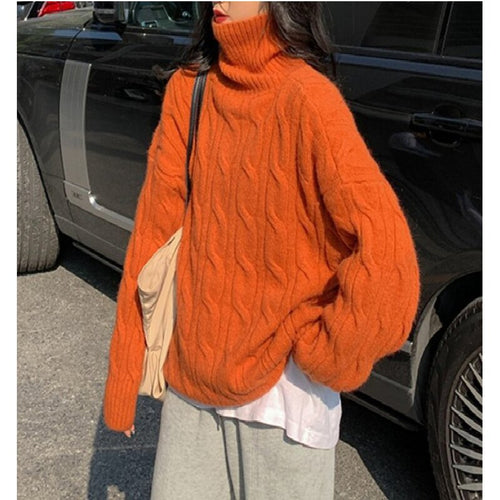Knitted sweater for ladies with high collar Amarae