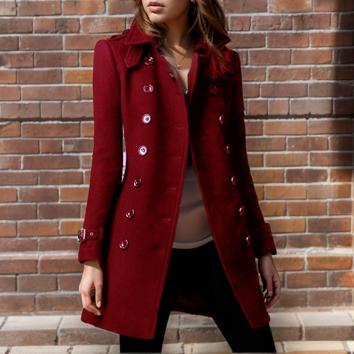 Elegant trench coat for women with a double row of buttons and weighted collar Amarae