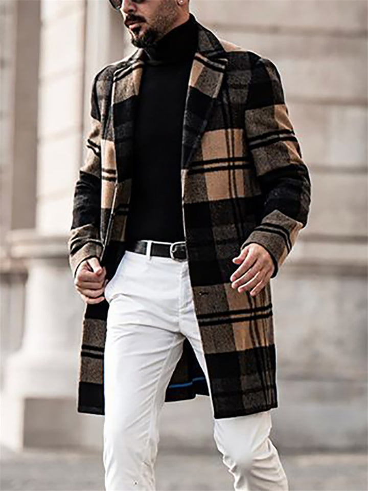Elegant checkered coat for men with classic cut and double-breasted Lune London