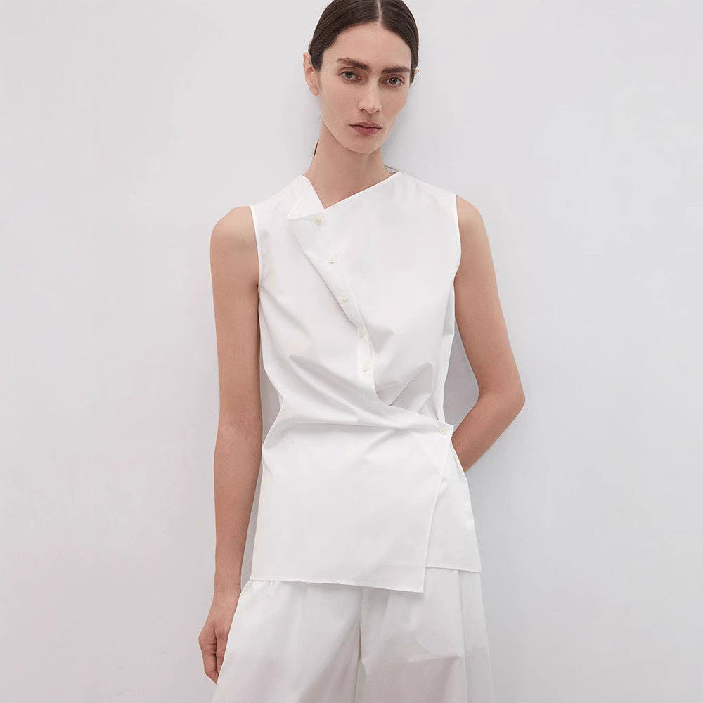 Chemisier sans manches élégant pour femme avec coupe asymétrique Chic & Stil