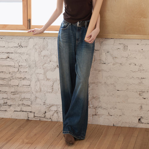 High-waisted casual denim jeans for women wide fit Amarae