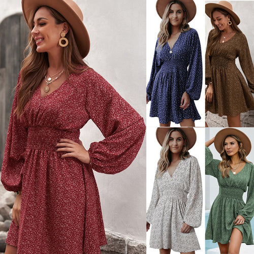 Dress women with V-neck and elegantly draped Amarae