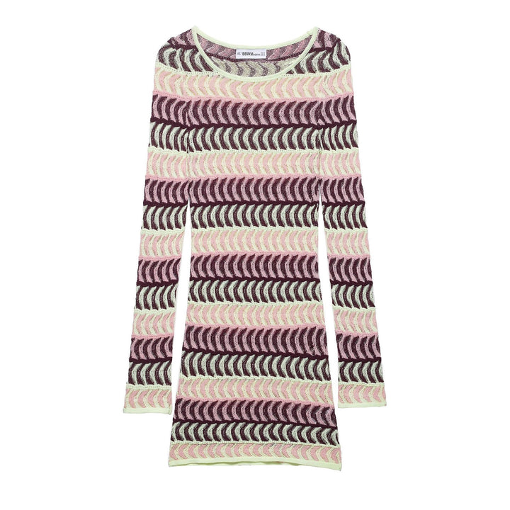 Women High Knit Long Sleeve Top with Fashionable Wave Pattern Lune London