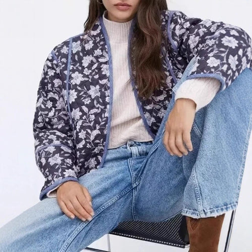 Quilted patterned jacket for ladies with elegant cut and decorative details Amarae
