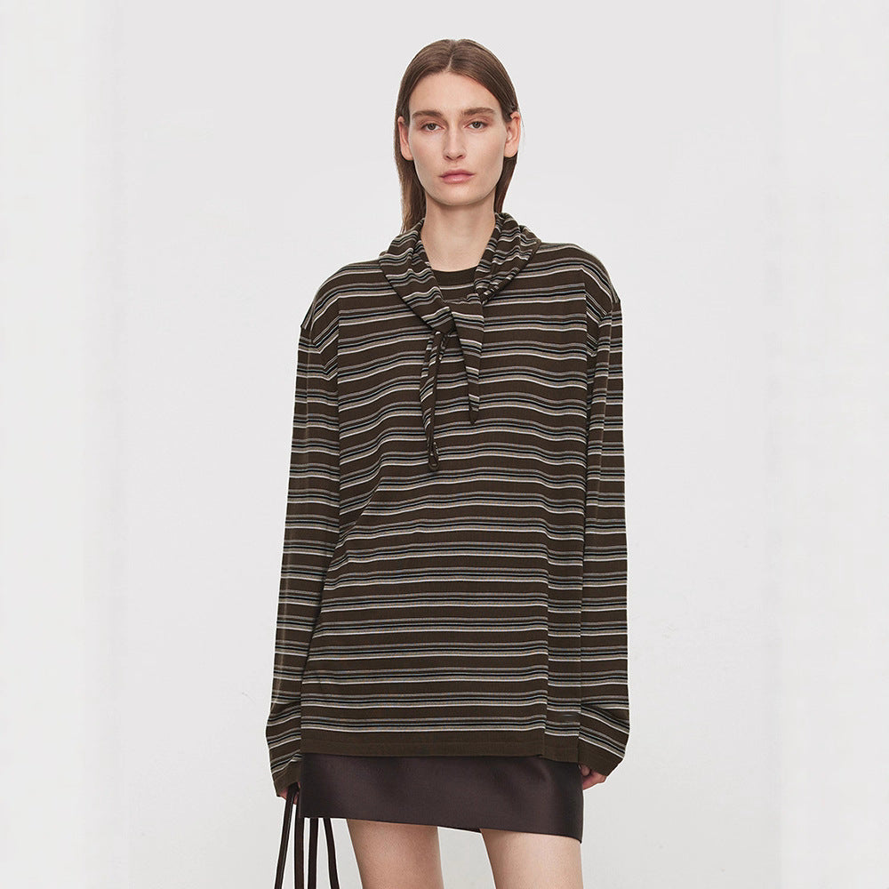 Chemise décontractée pour femme à manches longues avec ceinture à nouer à la mode Chic & Stil
