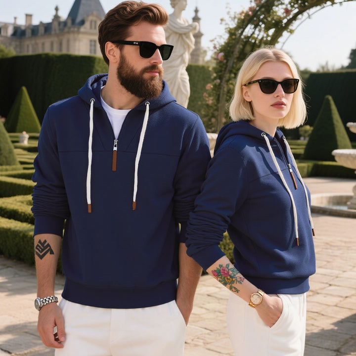 Men's casual hoodie with high-quality fleece and modern zipper Chic and style