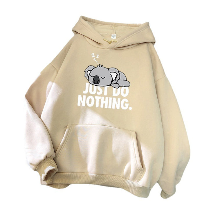 Women's hoodie with playful koala design and motivational lettering Chic & Stil