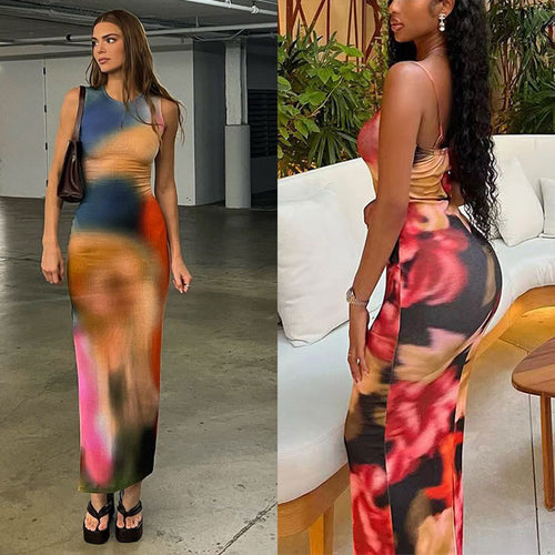 Elegant floral halter maxi dress for women Amarae