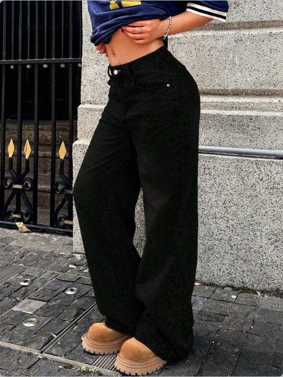 Women's High-Waist Wide Denim Pants with Palazzo Cut Amarae