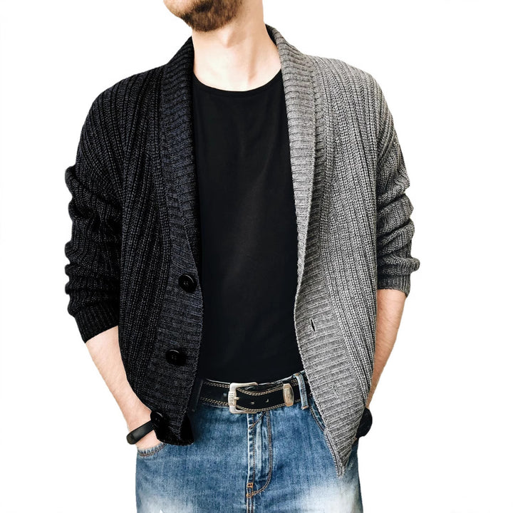 Men's knitted jacket with textured surface and modern buttons Lune London