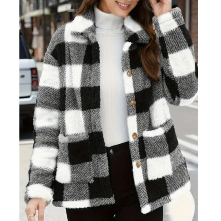 Lune London Women's Tartan Pattern Fleece Jacket