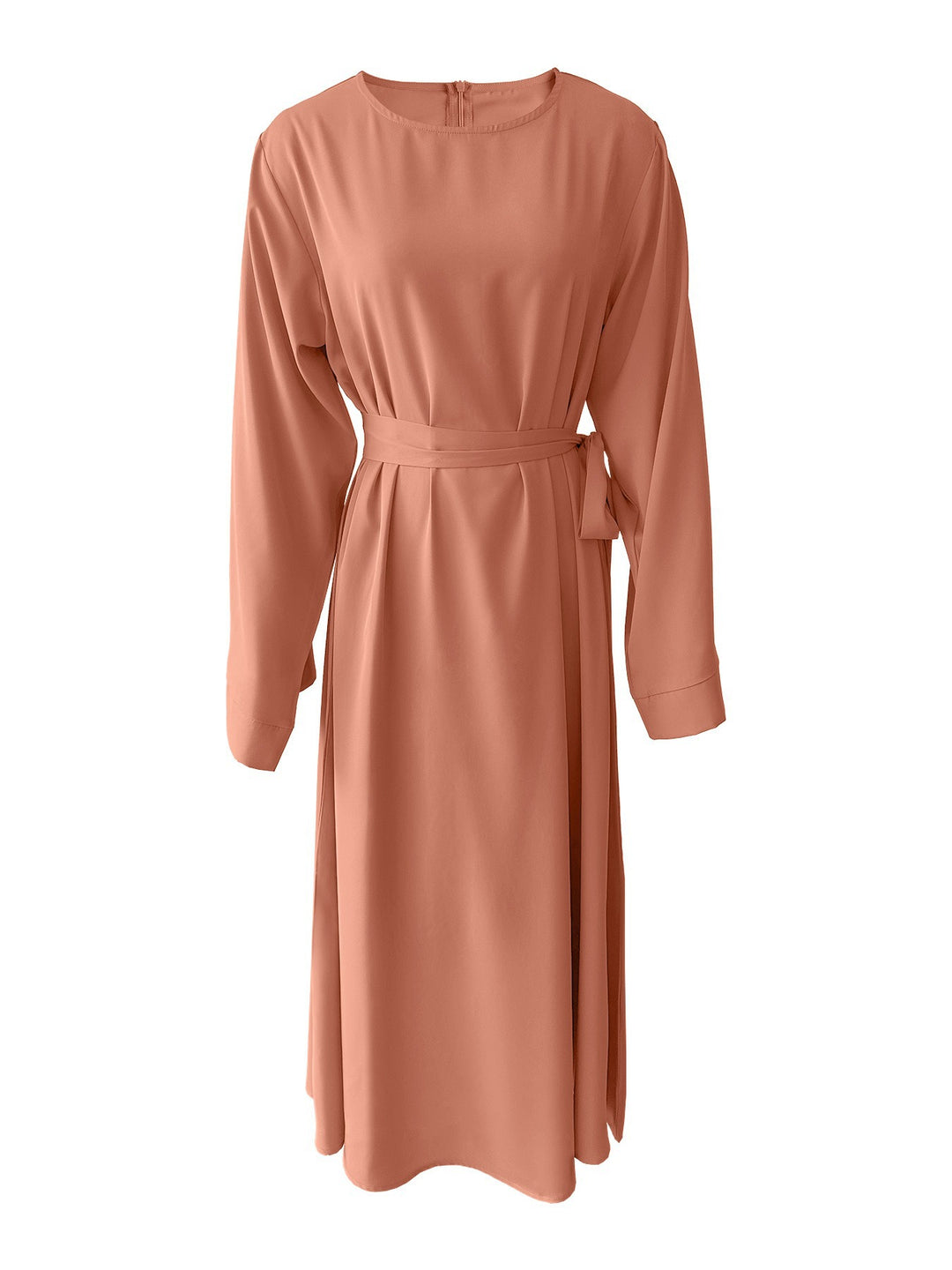Midi dress for women with an elegant waist belt and long sleeves Lune London