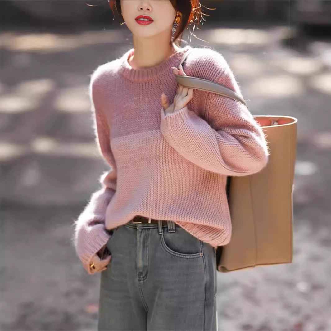 Knitted sweater for women with soft color gradient Lune London