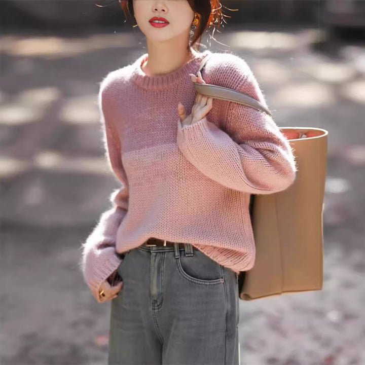 Knitted sweater for women with soft color gradient Lune London