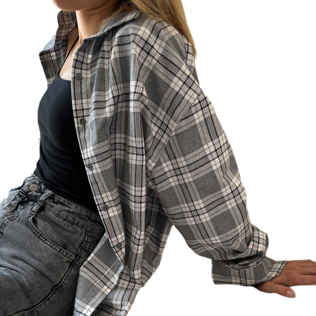 Casual checked blouse for women with oversized fit and modern details Amarae
