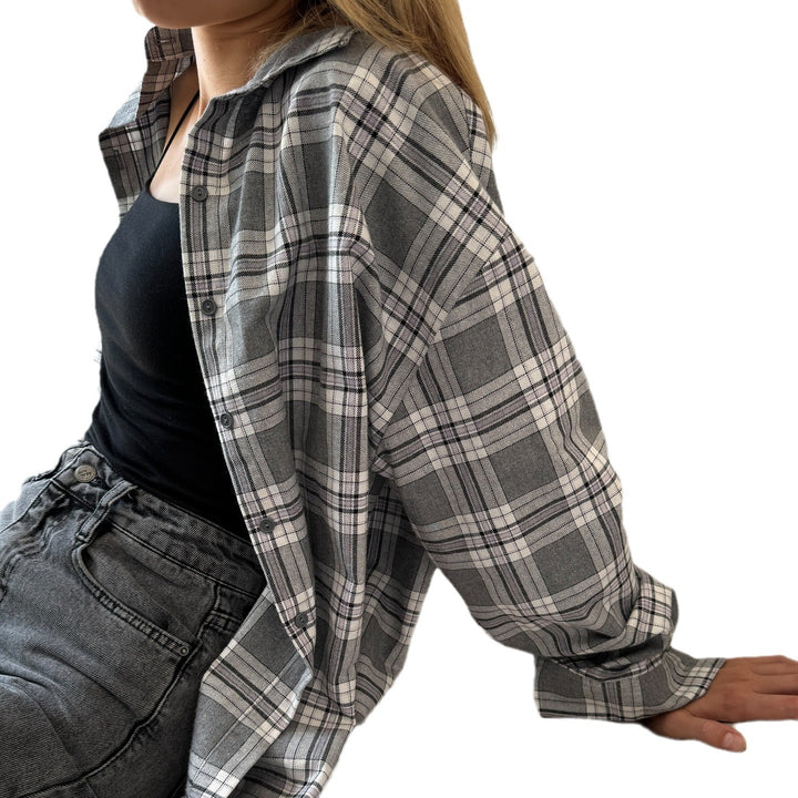 Casual checked blouse for women with oversized fit and modern details Amarae