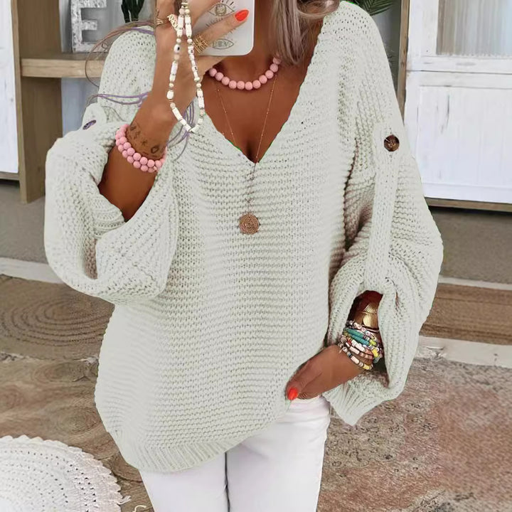 V-neck knitted sweater for women with a loose fit Lune London