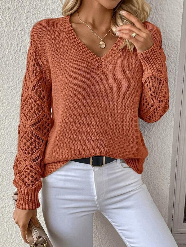 Ladies elegant knitted sweater with transparent sleeves Lune London