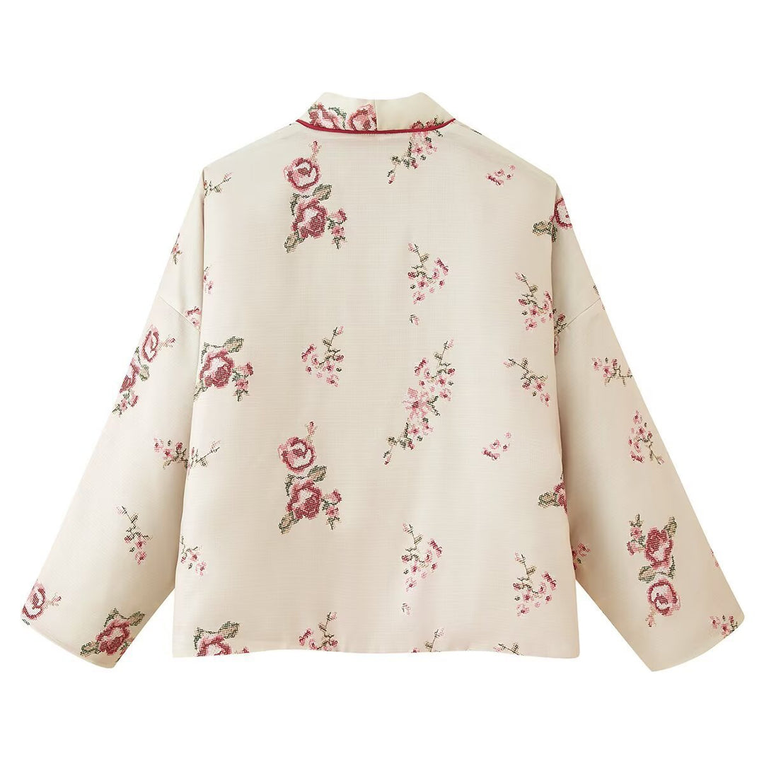 Ladies embroidered floral kimono jacket Lune London