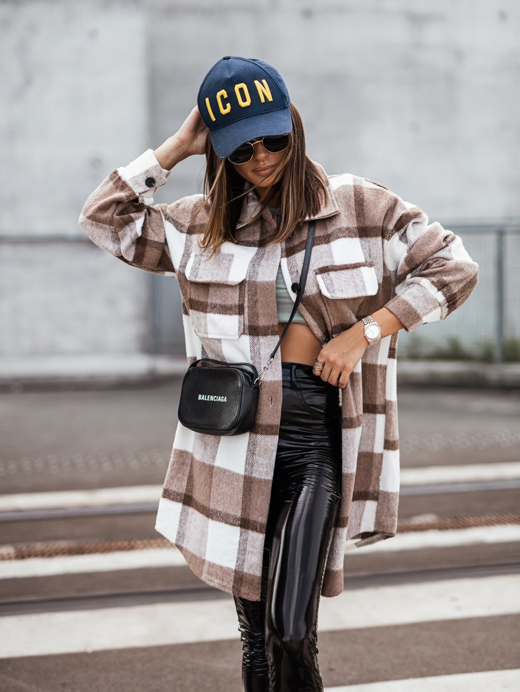 Ladies Coat Check Oversized Lune London