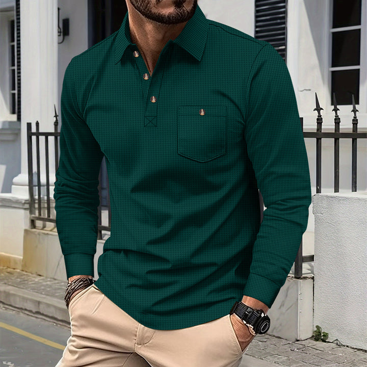 Polo shirt long sleeves for men with structured design Lune London