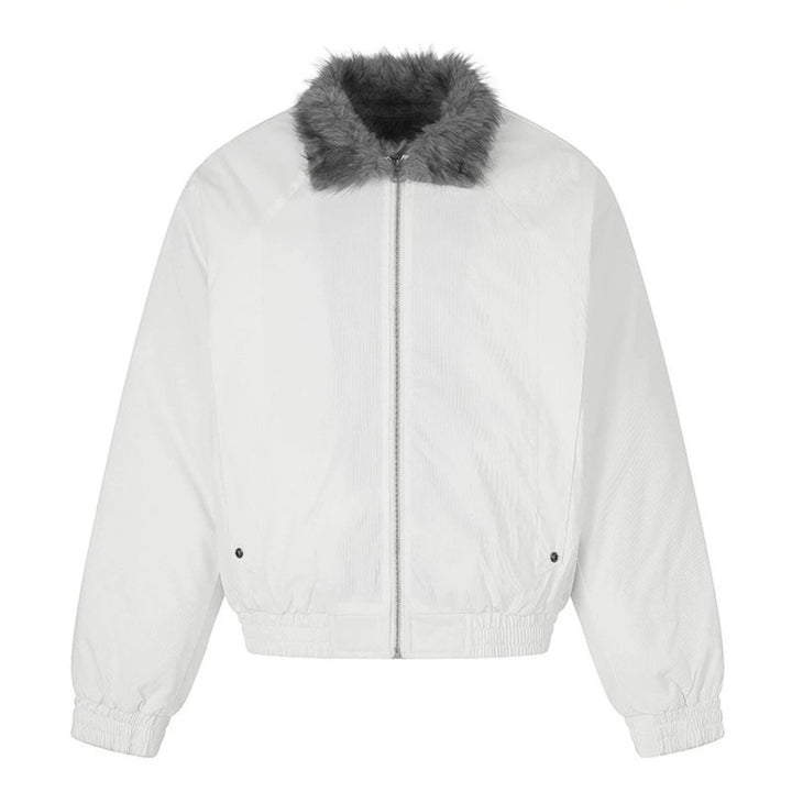 Women’s cropped bomber jacket with faux fur collar and elastic waistband Amarae