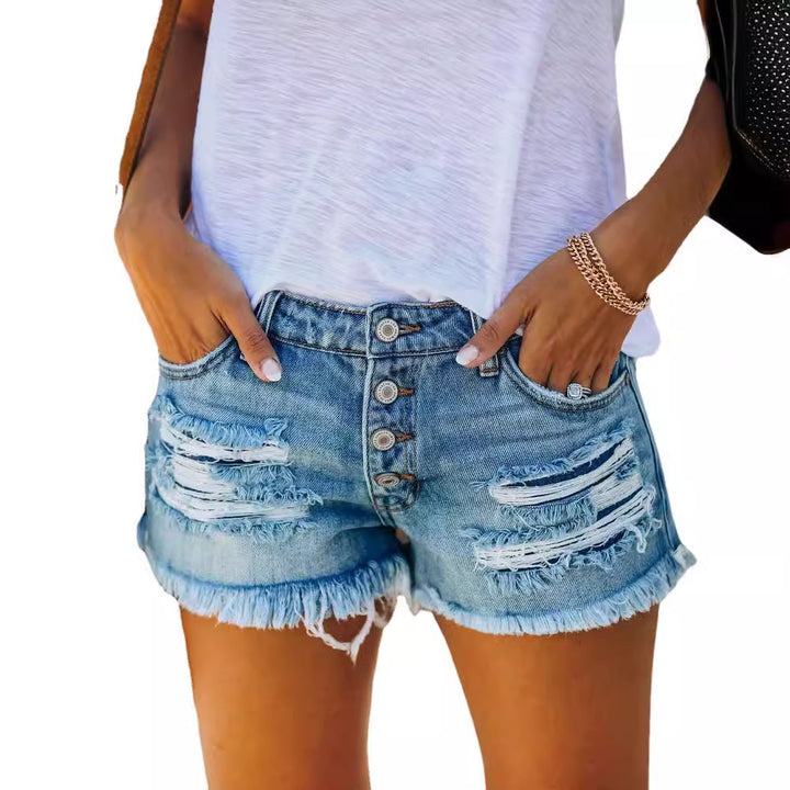 Ladies shorts in destroyed design Lune London