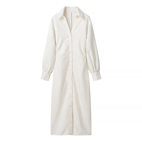 Long sleeve shirt dress for women with elegant collar and decorative button placket Amarae