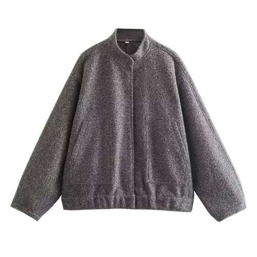 Fleece teddy jacket for women with high collar and patch pockets Amarae