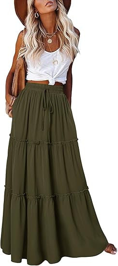 Jupe maxi aérienne pour femmes avec détails de volants Chic & Stil
