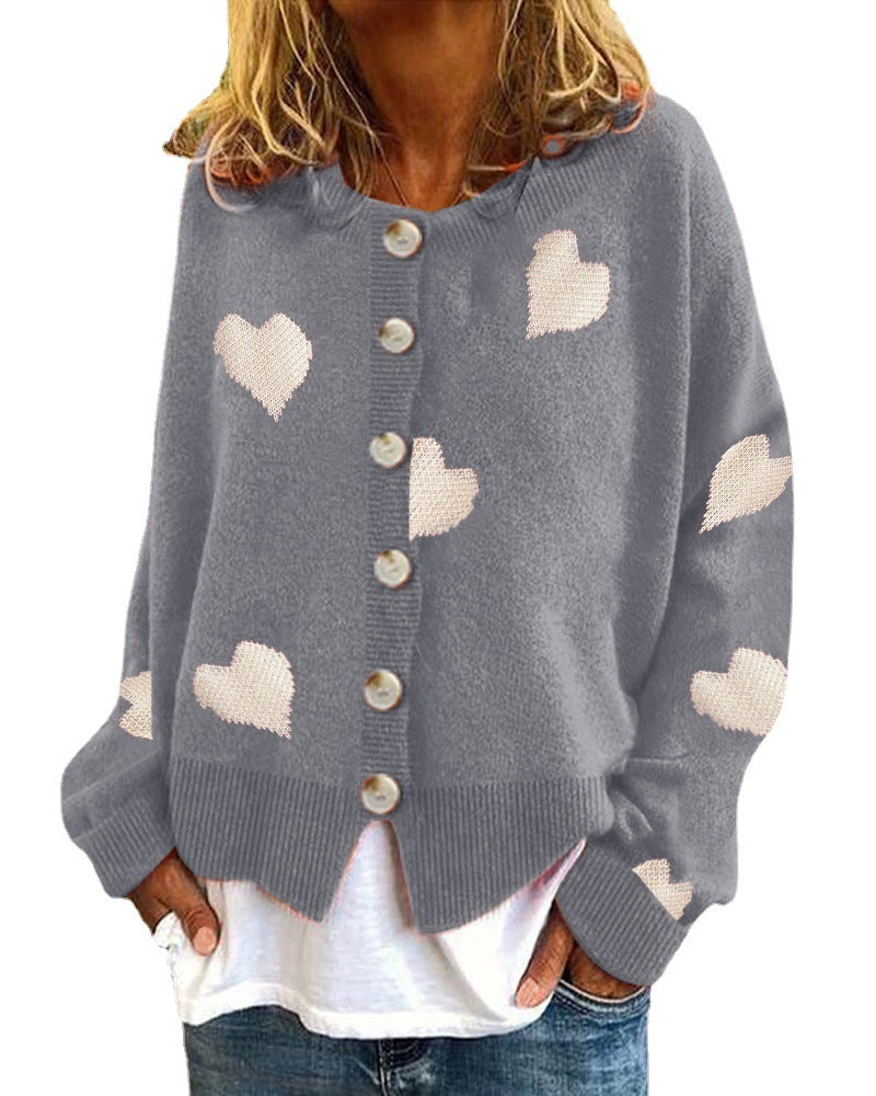 Knit jacket for women with heart pattern and trendy cut Lune London