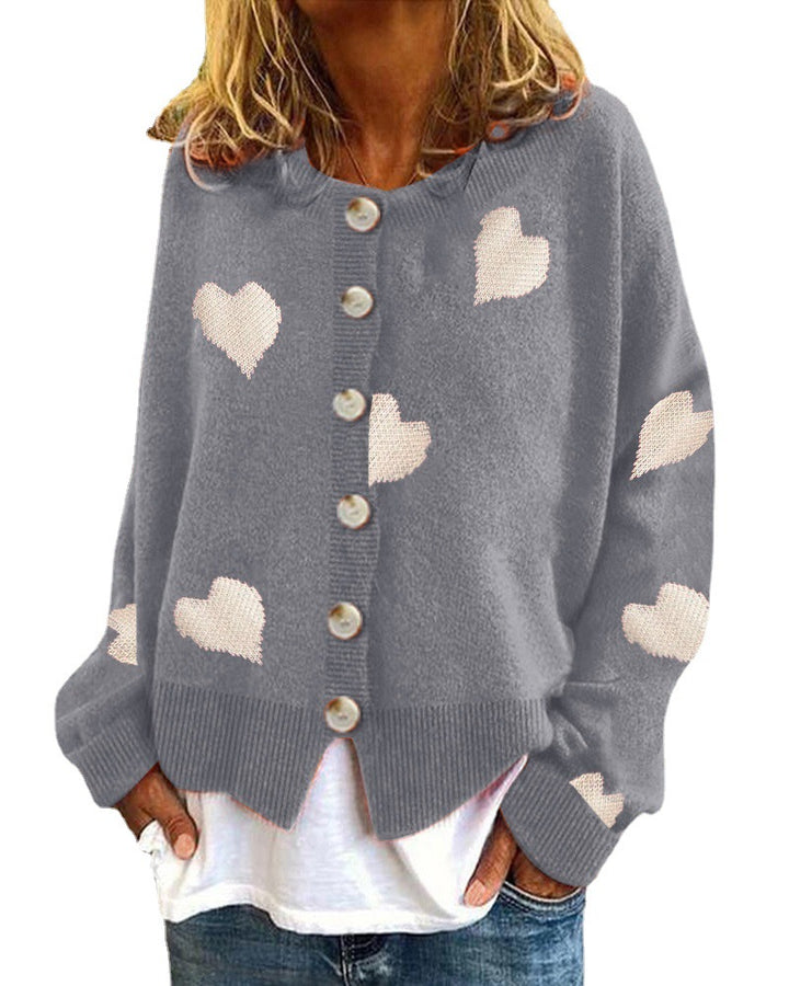 Knit jacket for women with heart pattern and trendy cut Lune London
