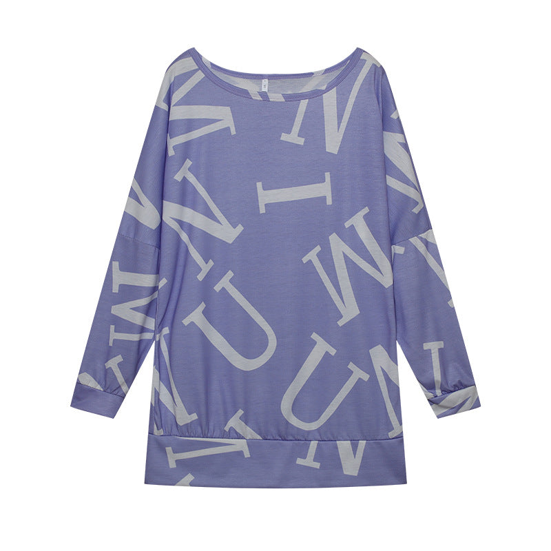 Oversized long sleeve t-shirt for women with modern print and elastic belt Lune London