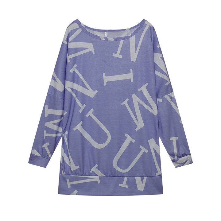 Oversized long sleeve t-shirt for women with modern print and elastic belt Lune London