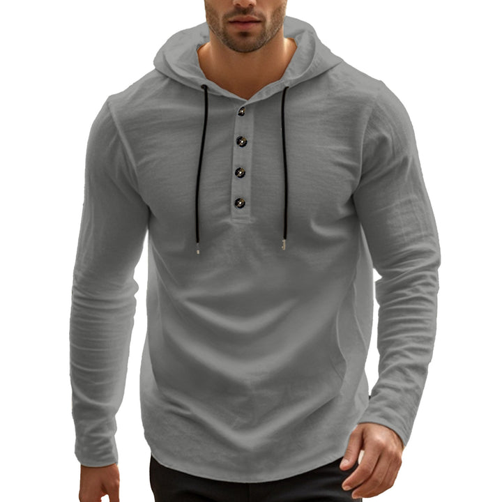 Casual long sleeve hoodie shirt for men with button details and practical pockets Lune London