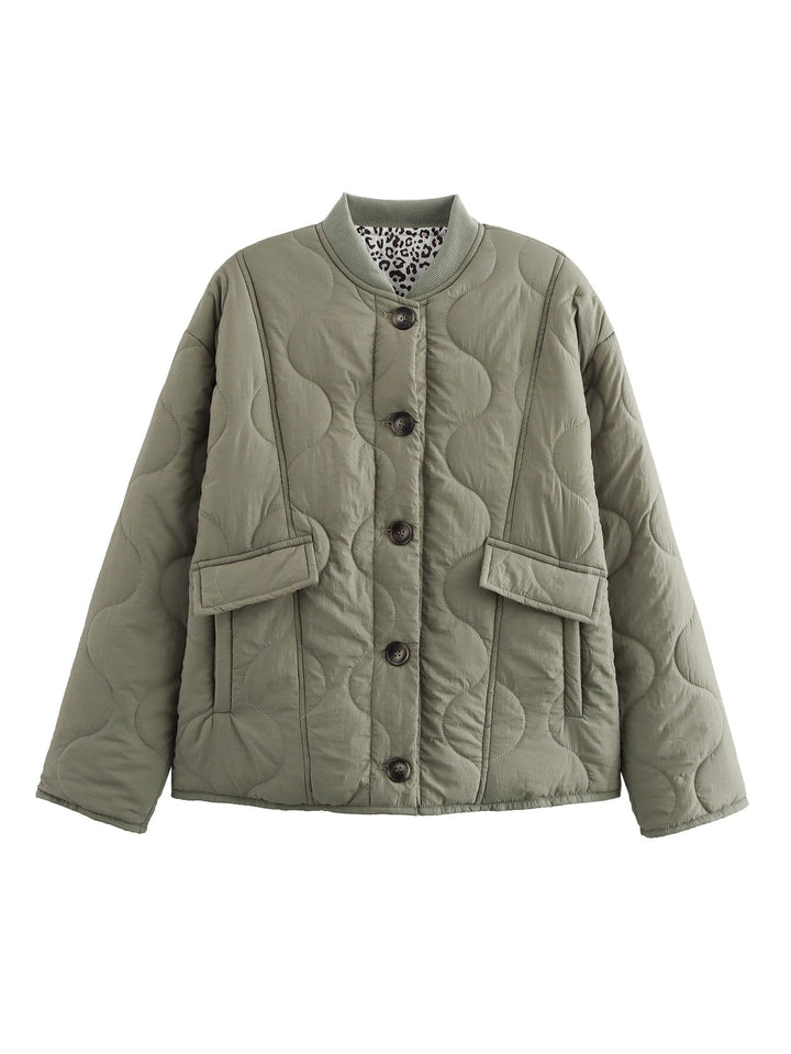 Ladies quilted transition jacket with practical pockets Lune London
