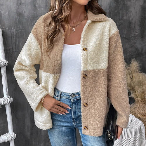 Ladies comfortable overshirt jacket with soft fleece and button closure Amarae
