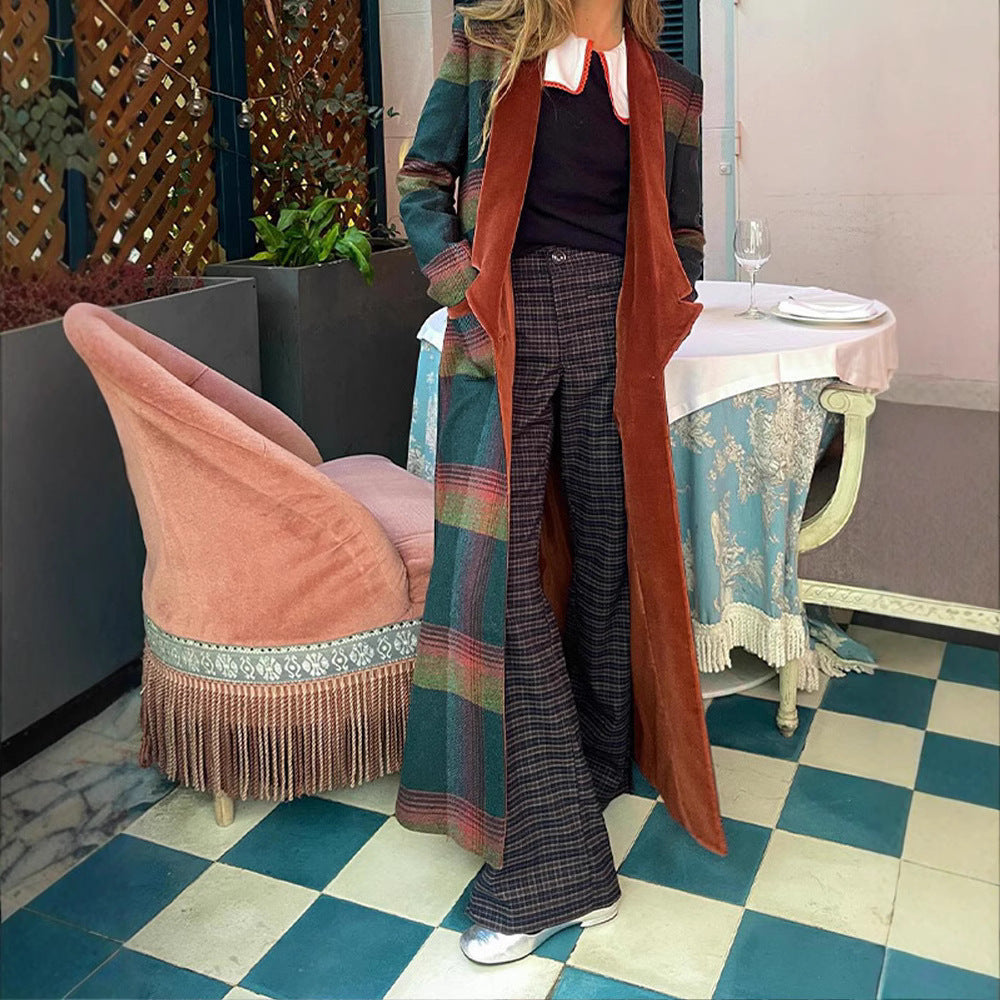 Plaid coat for women with trendy lapels and removable collar Lune London