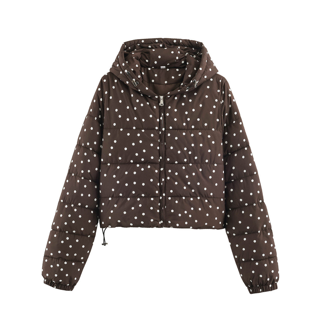 Women's Padded Cropped Hooded Jacket with Polka Dot Pattern Amarae