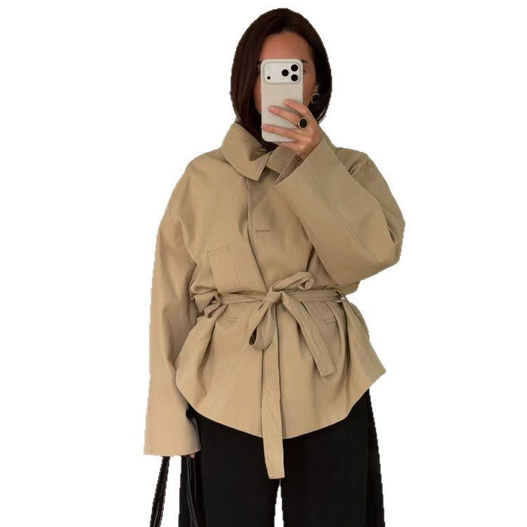 Women's short jacket in kimono style with tie belt and dropped sleeves Amarae