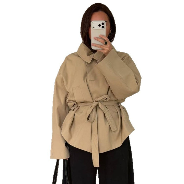 Women's short jacket in kimono style with tie belt and dropped sleeves Amarae