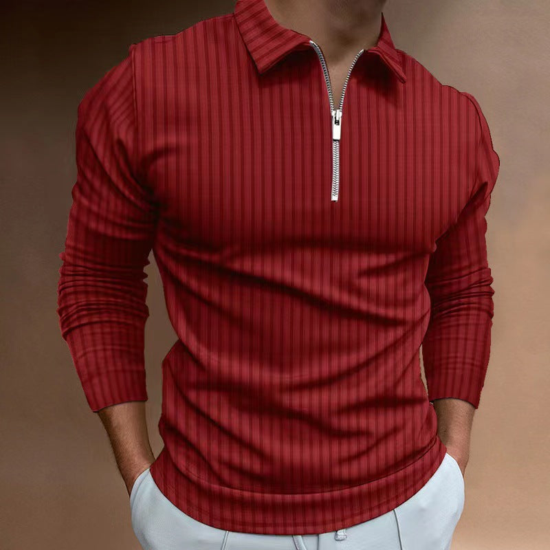 Men's long sleeve polo with trendy zip closure Lune London