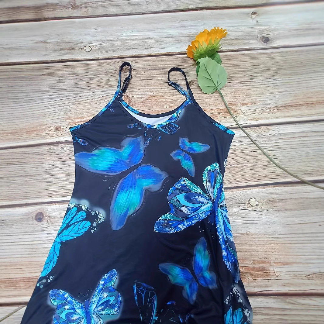 Maxi dress for women with a sparkling butterfly design and practical pockets Lune London
