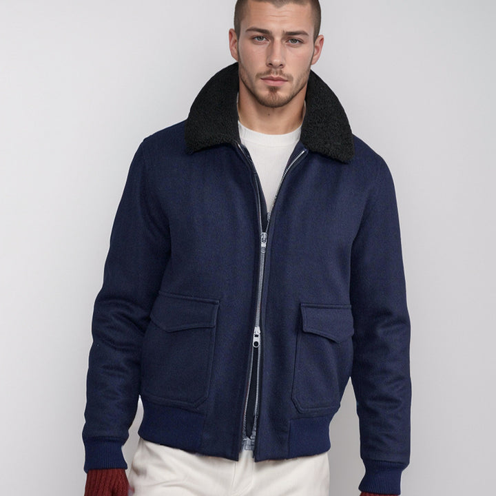 Warm fleece jacket for men with high collar and practical pockets Lune London