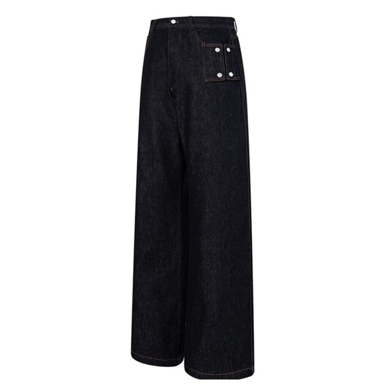 Women High-Waisted Wide-Leg Jeans with Utility Pocket Amarae