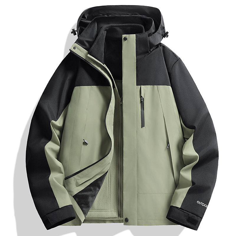 Men's Waterproof Softshell Rain Jacket with Fleece Lining and Adjustable Hood Amarae