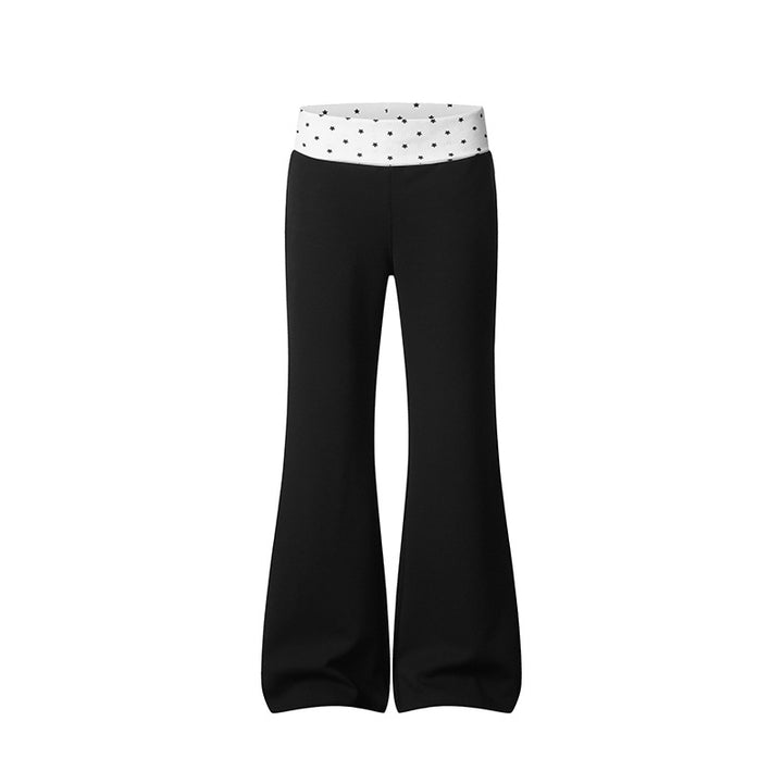 Women's Flared Lounge Pants with Cuff Waistband and Star Motif Amarae