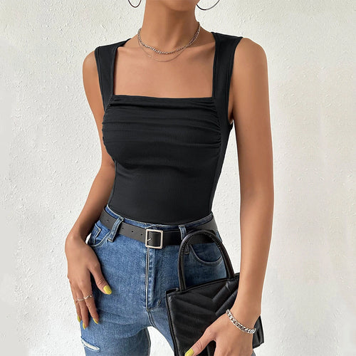 Débardeur ajusté pour femme avec encolure carrée et fronces Chic & Stil