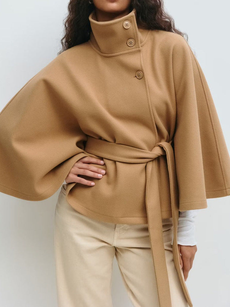 Elegant jacket for women with high collar and chic belt Lune London